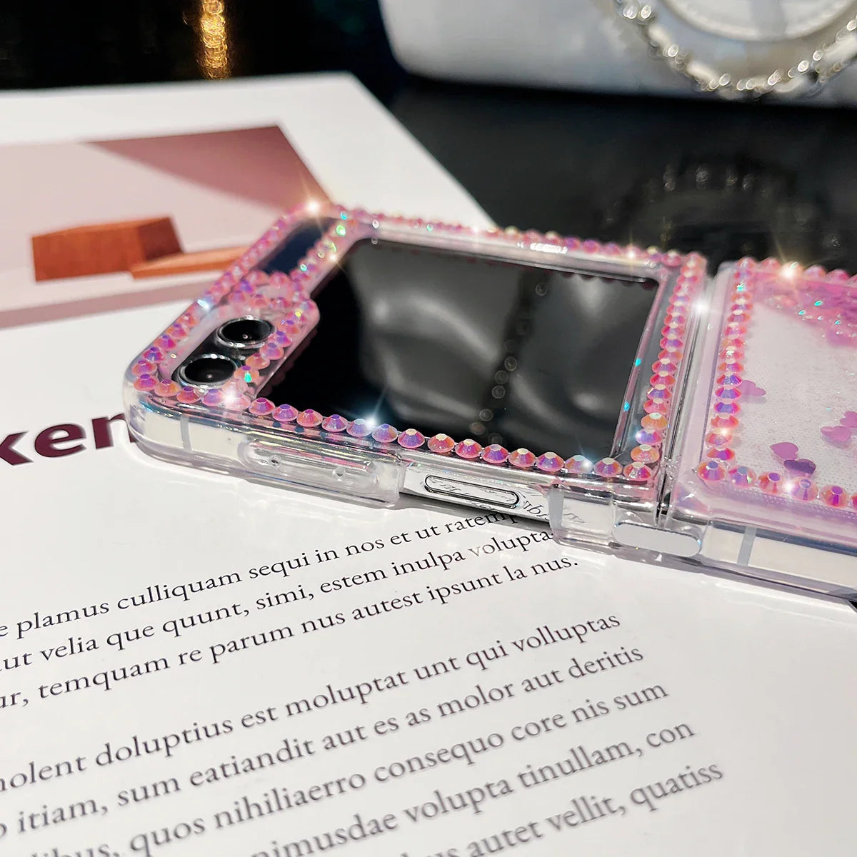 Cute Pearl Diamond Glitter Case for Samsung Galaxy Z Flip 3/4/5