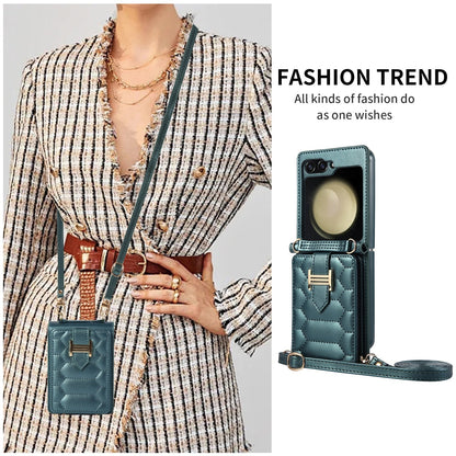 Luxury Crossbody Leather Case For Samsung Galaxy Z Flip 5