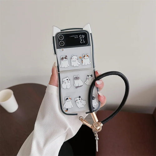Cute Halloween Cat Ghost Case for Samsung Galaxy Z Flip 3/4/5/6