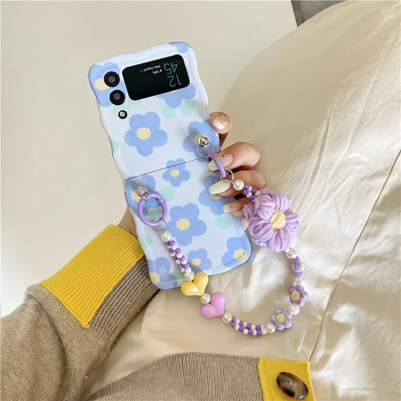 Cute Blue Flower Case for Samsung Galaxy Z Flip 3/4/5