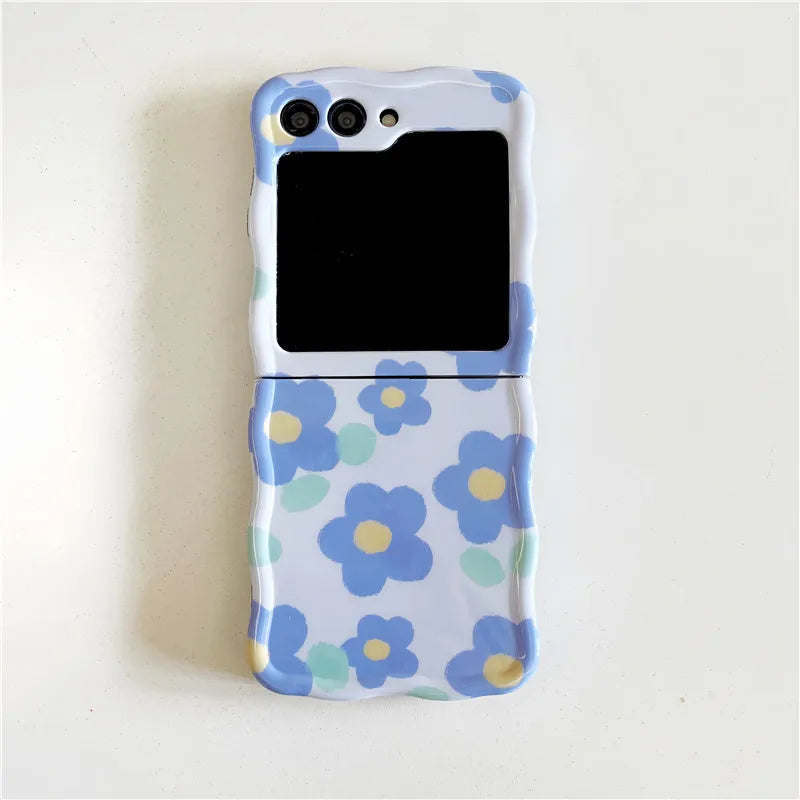 Cute Blue Flower Case for Samsung Galaxy Z Flip 3/4/5