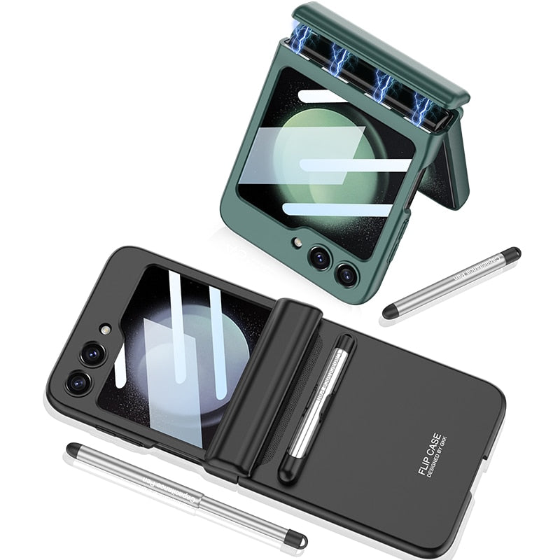 Magnetic Hinge Protection Case With Touch Pen For Samsung Galaxy Z Flip 5