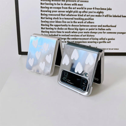 Luxury White Heart Mirror Case for Samsung Galaxy Z Flip 4