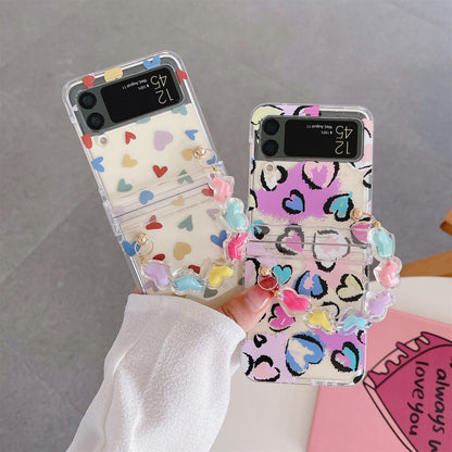 Cute Flower Bracelet Chain Heart Case for Samsung Galaxy Z Flip 4