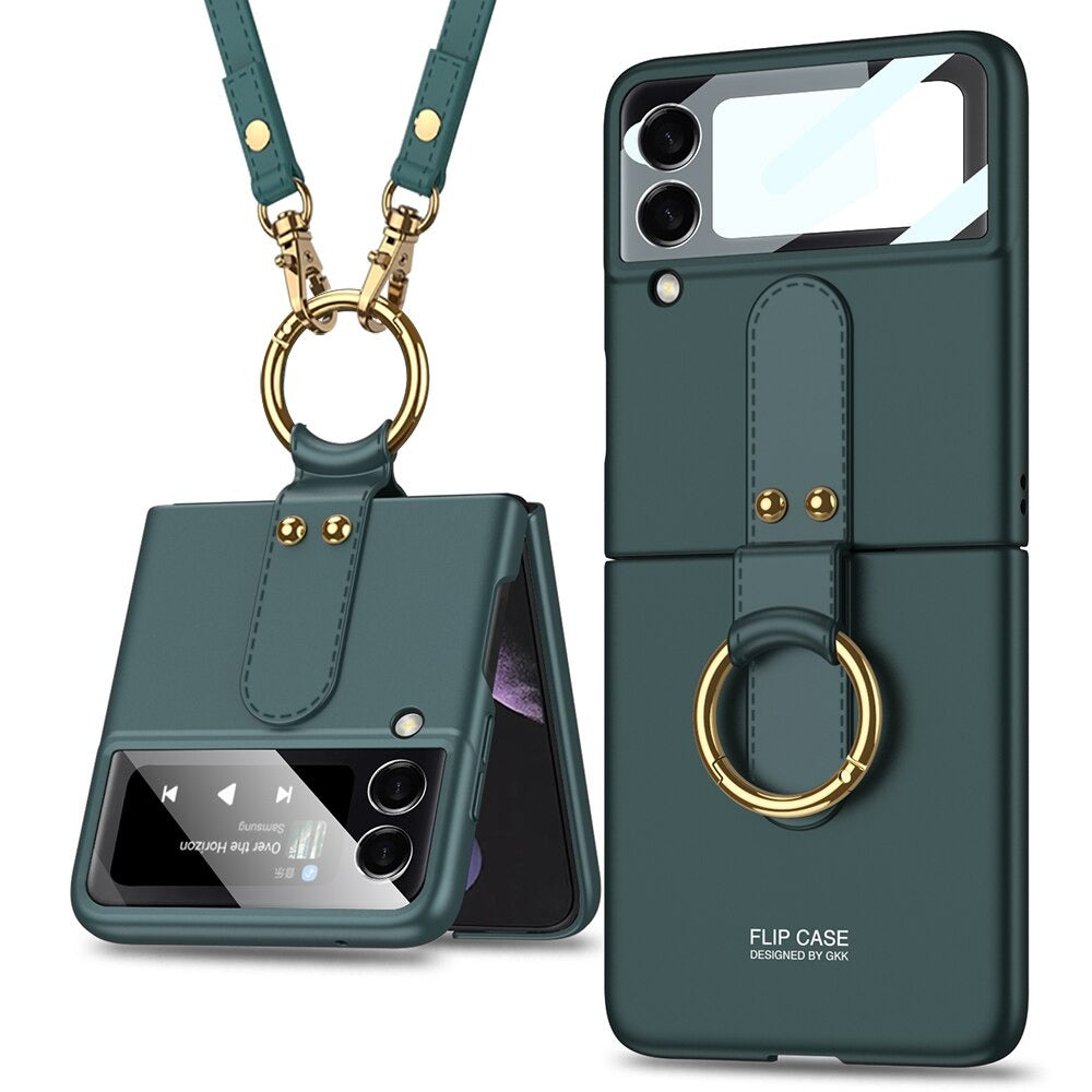 Luxury Ultra-thin Ring Strap Ring Stand Hard Case For Galaxy Z Flip 4