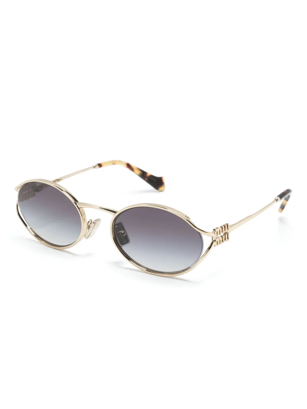 Eyewear Oval Frame Gold Sunglasses