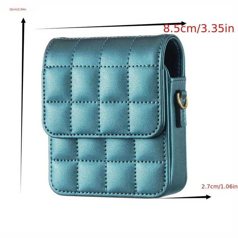 Luxury Crossbody Phone Bag for Samsung Galaxy Z Flip Series – Quilted PU Leather Case with Shoulder Strap