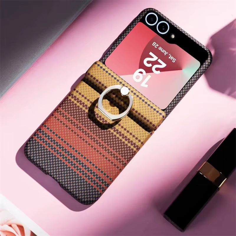 Real Carbon Fiber Magnetic Wireless Charging Skin-Feel Hard Phone Case Cover for Samsung Z Flip 3 / 4 / 5 / 6 / 7