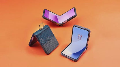 Real Carbon Fiber Magnetic Wireless Charging Skin-Feel Hard Phone Case Cover for Samsung Z Flip 3 / 4 / 5 / 6 / 7