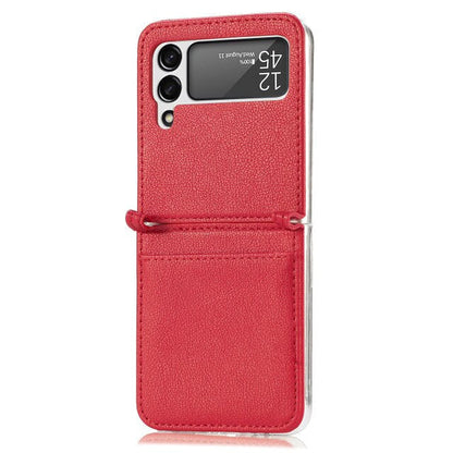 Leather Case With Card Holder For Z Flip 4