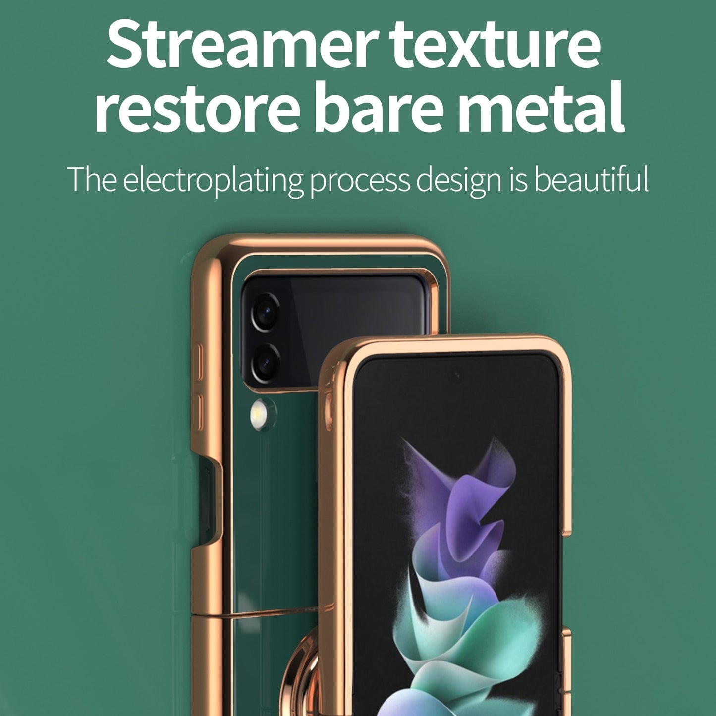 Luxury Electroplating Magnetic Ring Bracket Protective Cover for Samsung Galaxy Z Flip 4 5G