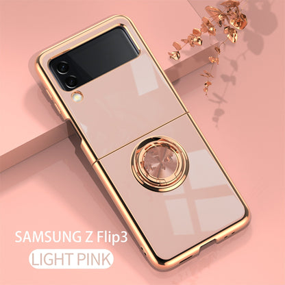 Luxury Electroplating Magnetic Ring Bracket Protective Cover for Samsung Galaxy Z Flip 4 5G