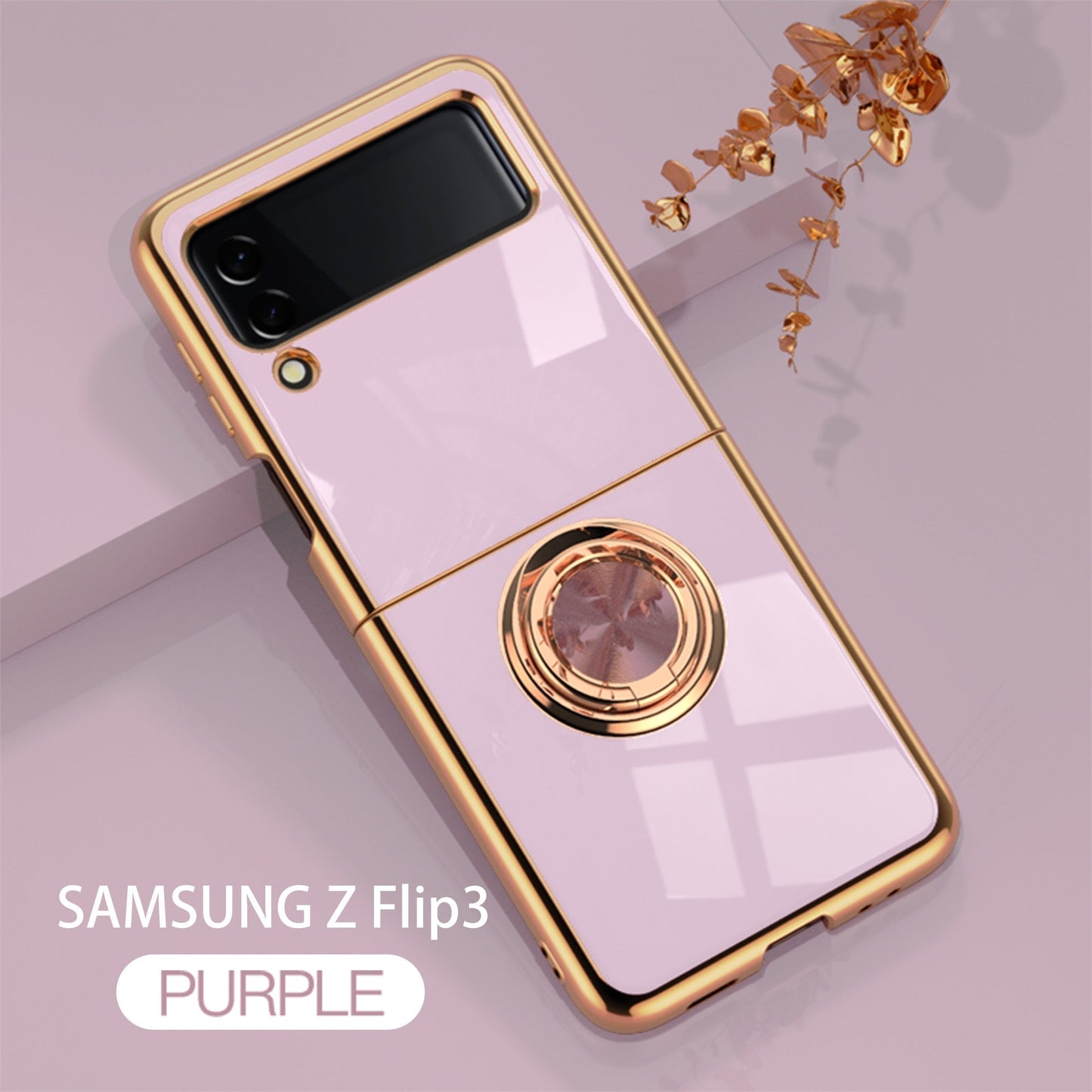 Luxury Electroplating Magnetic Ring Bracket Protective Cover for Samsung Galaxy Z Flip 4 5G