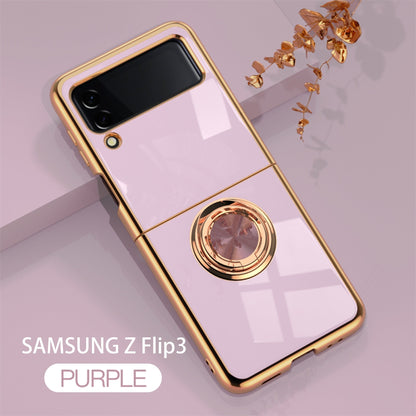Luxury Electroplating Magnetic Ring Bracket Protective Cover for Samsung Galaxy Z Flip 4 5G