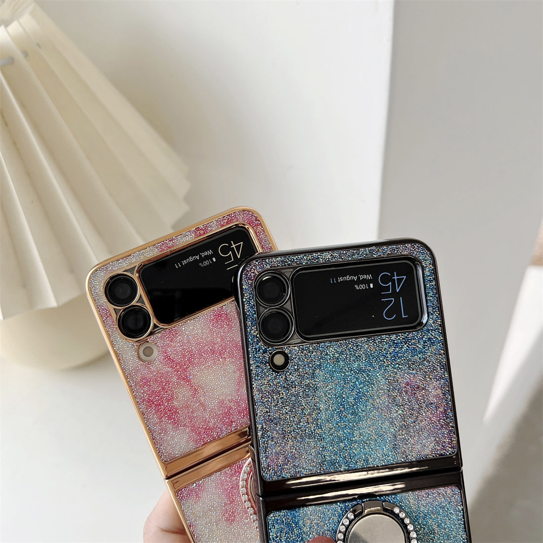 Shining Diamond Mirror Ring Protective Cover For Samsung Galaxy Z FLIP 4 5G