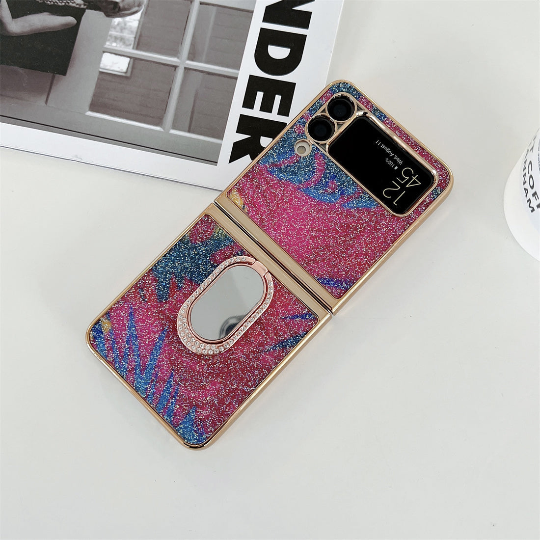 Shining Diamond Mirror Ring Protective Cover For Samsung Galaxy Z FLIP 4 5G