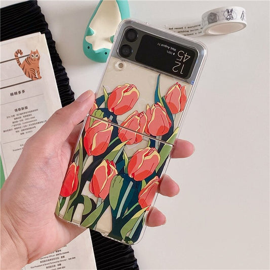 Pretty Tulip Flowers Clear Cover For Samsung Galaxy Z Flip 4 5G