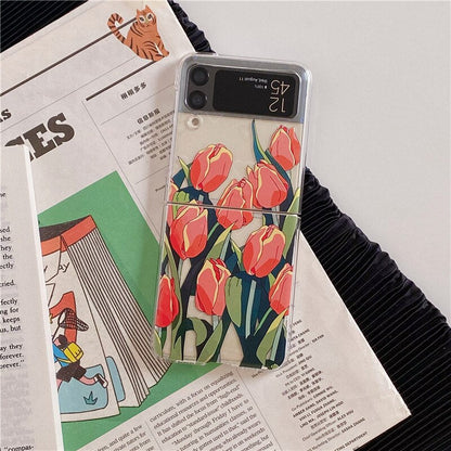 Pretty Tulip Flowers Clear Cover For Samsung Galaxy Z Flip 4 5G