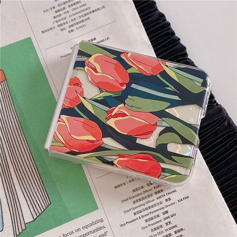 Pretty Tulip Flowers Clear Cover For Samsung Galaxy Z Flip 4 5G