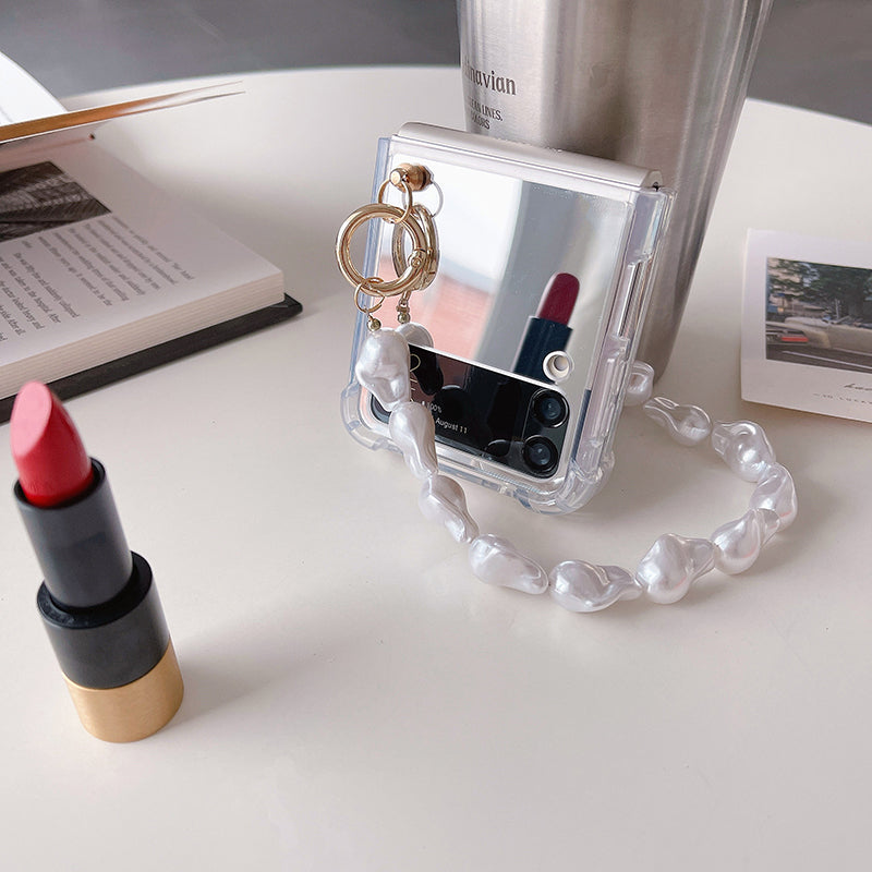 Mirror Shockproof Case with Hand Chain For Galaxy Z Flip 4 5G