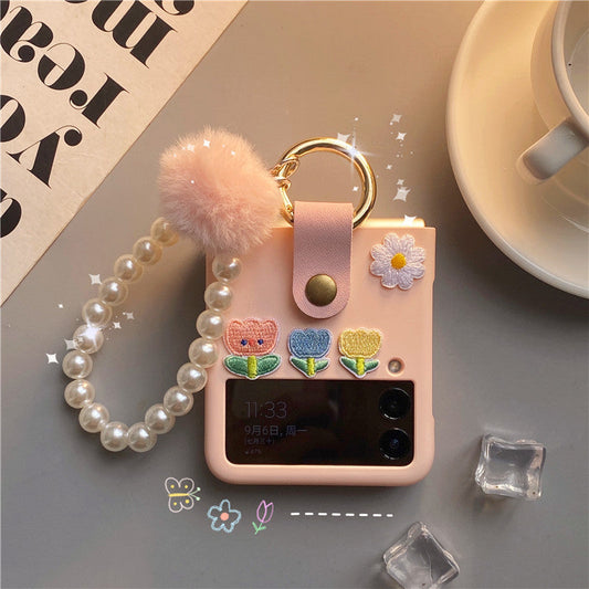 Pink Flower Case For Galaxy Z Flip 4 5G