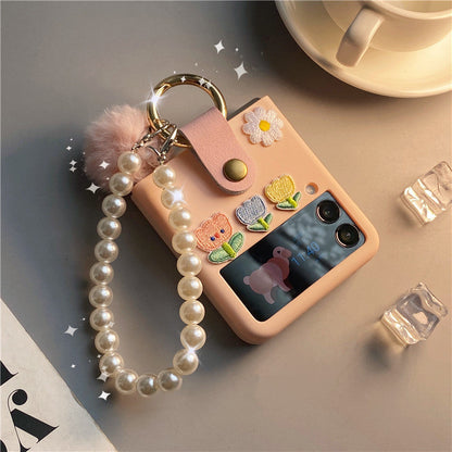 Pink Flower Case For Galaxy Z Flip 4 5G
