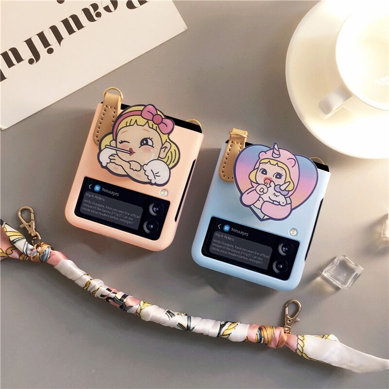 Cartoon Cute Lanyard Case For Galaxy Z Flip 4