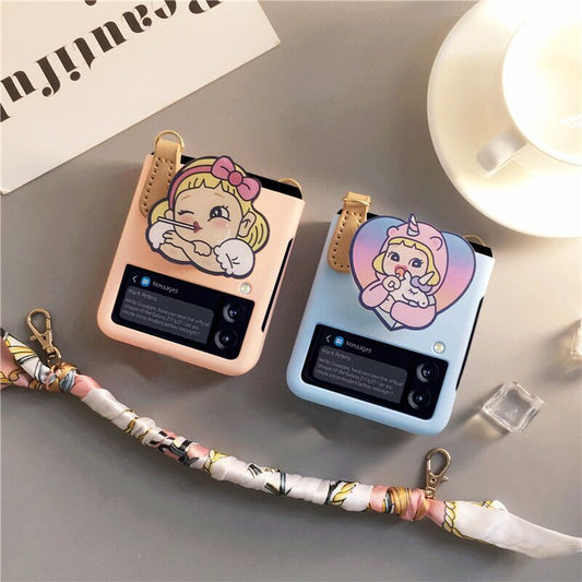 Cartoon Cute Lanyard Case For Galaxy Z Flip 4