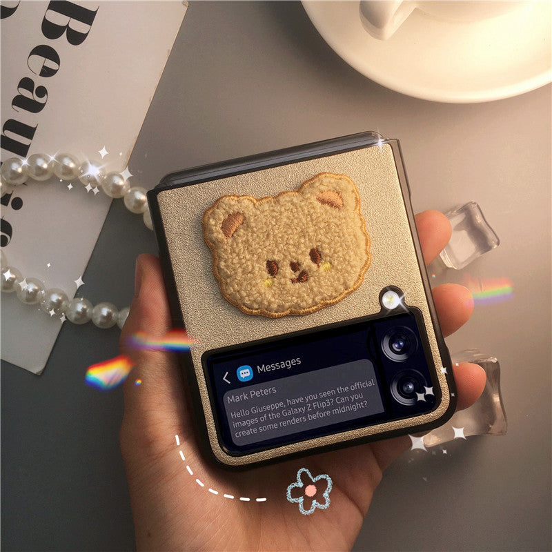 Pearl Cute Bear Case For Galaxy Z Flip 4 5G