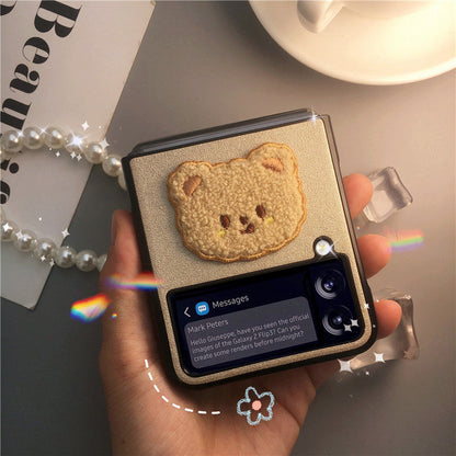 Pearl Cute Bear Case For Galaxy Z Flip 4 5G