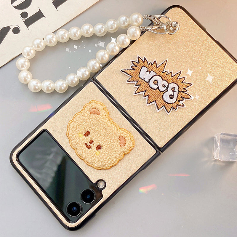 Pearl Cute Bear Case For Galaxy Z Flip 4 5G