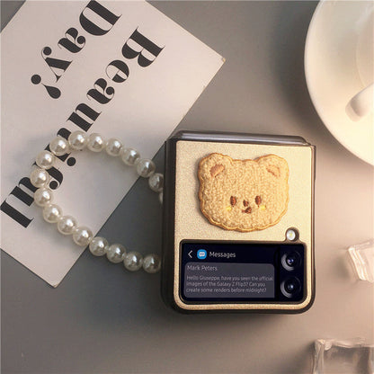 Pearl Cute Bear Case For Galaxy Z Flip 4 5G