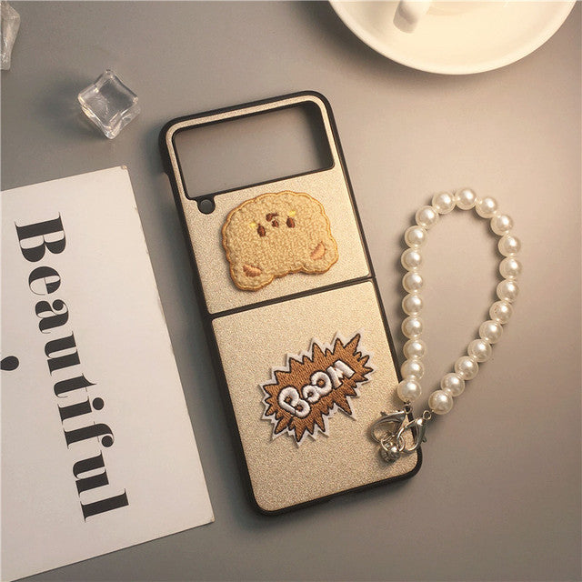 Pearl Cute Bear Case For Galaxy Z Flip 4 5G
