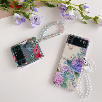Colorful Flower Case with Bracelet For Galaxy Z Flip 4