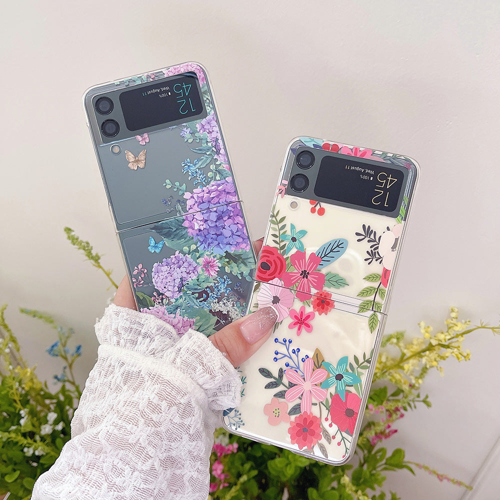 Colorful Flower Case with Bracelet For Galaxy Z Flip 4