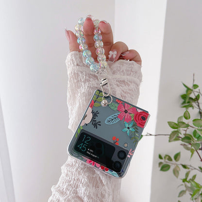 Colorful Flower Case with Bracelet For Galaxy Z Flip 4