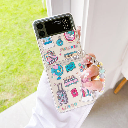 Retro Painted Case With Bracelet For Galaxy Z FLIP 4 5G