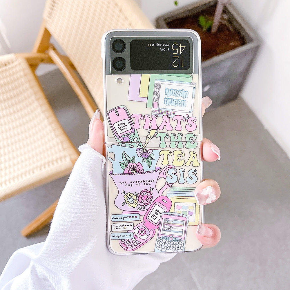 Retro Painted Case With Bracelet For Galaxy Z FLIP 4 5G