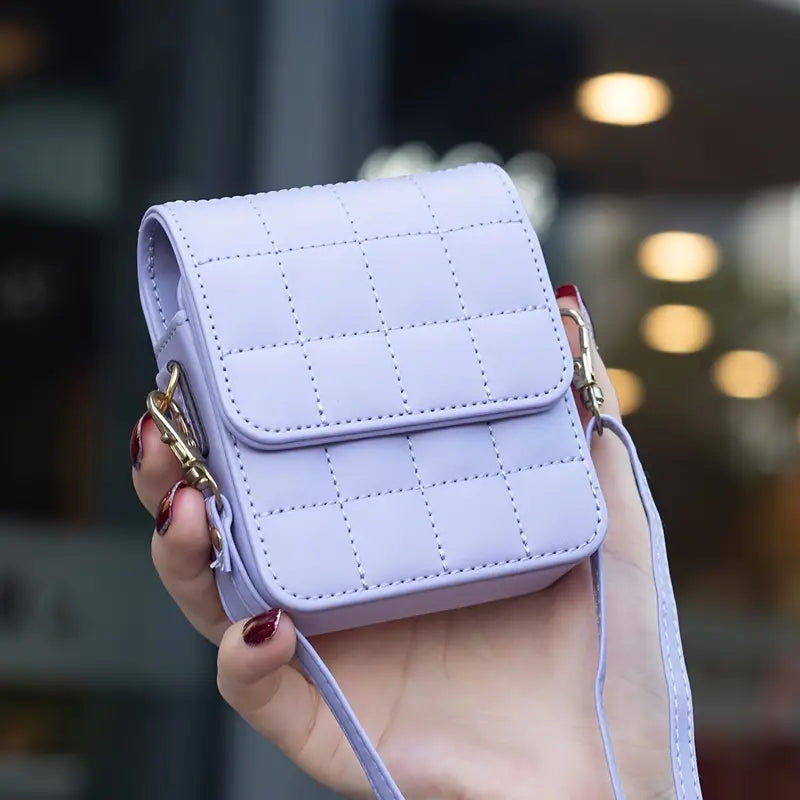 Luxury Crossbody Phone Bag for Samsung Galaxy Z Flip Series – Quilted PU Leather Case with Shoulder Strap