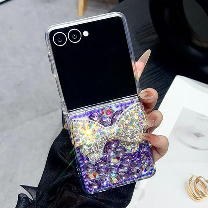 Glitter Diamond Bow Chain Phone Case for Samsung Z Flip 7/6/5/4