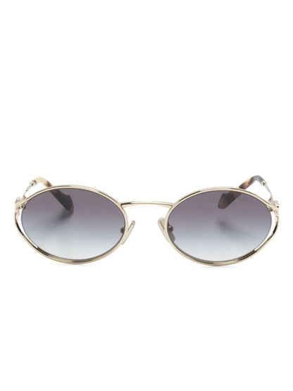 Eyewear Oval Frame Gold Sunglasses